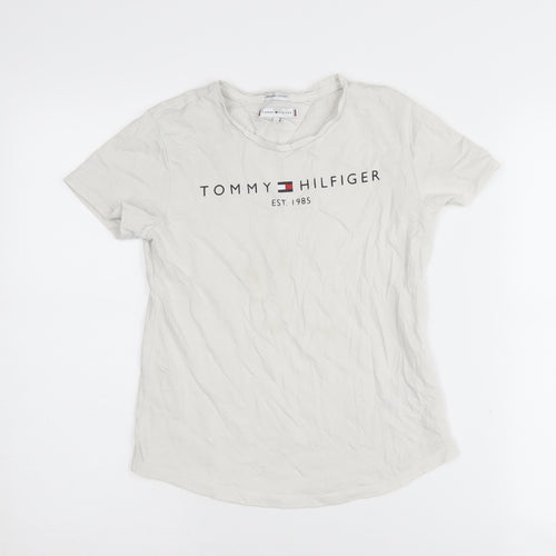 Tommy Hilfiger Girls White T-Shirt Size 12 Years Cotton Logo