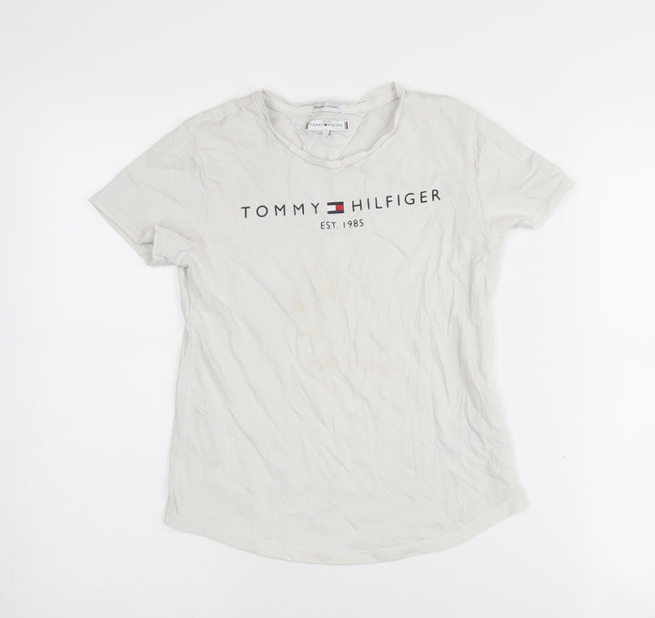 Tommy Hilfiger Girls White T-Shirt Size 12 Years Cotton Logo