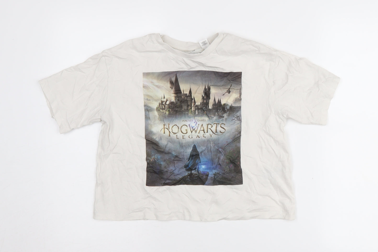 H&M Girls White Graphic T-Shirt, Size 11 Years, Harry Potter – Preworn