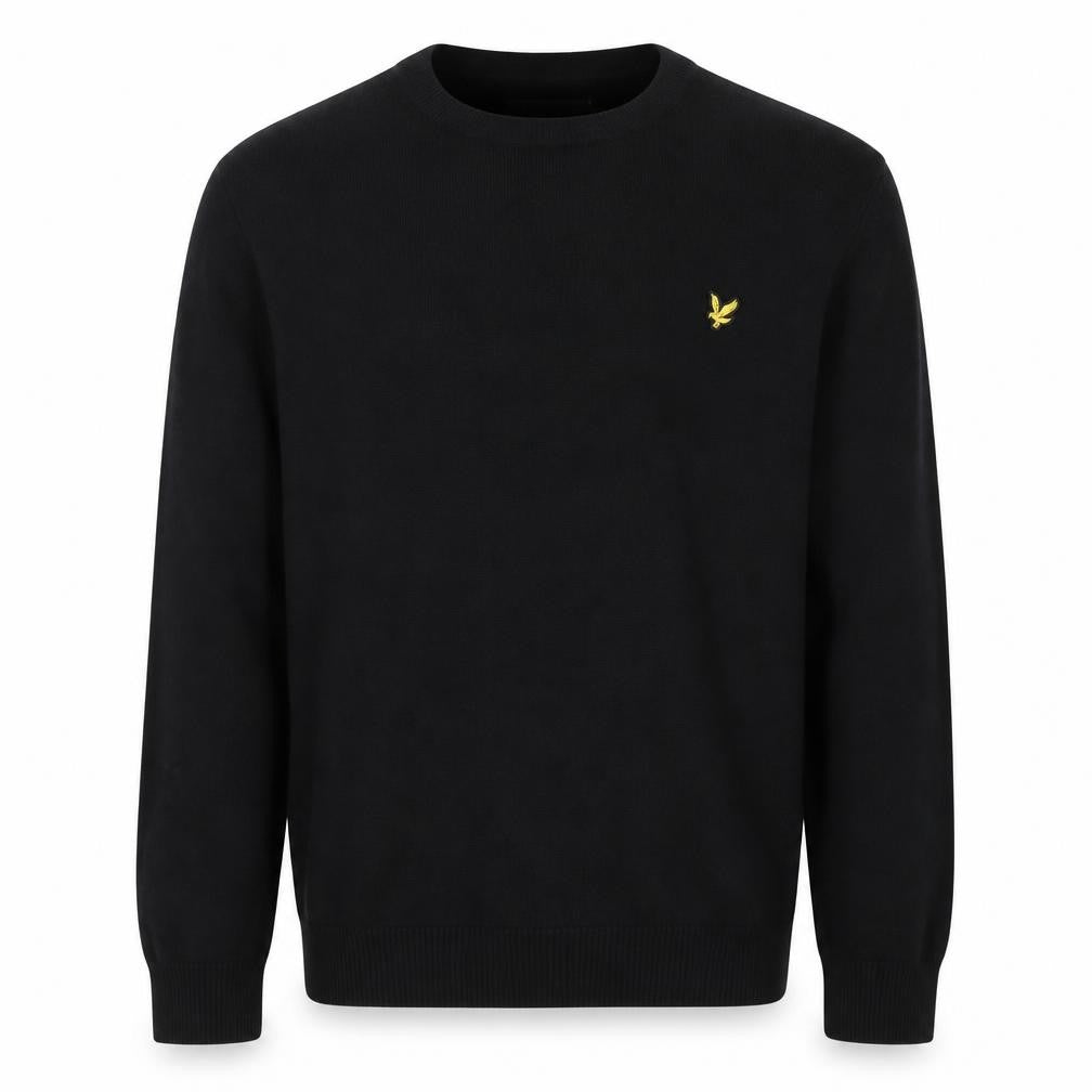 Front view of Lyle & Scott Men's Black Crew Neck jumper L