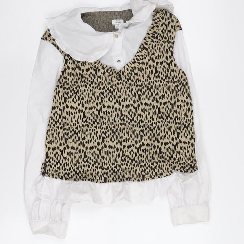River Island Girls Animal Print Vest 9/10 Years Polyester Blend