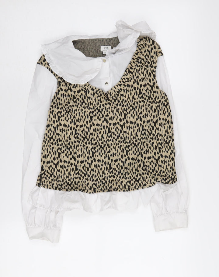 River Island Girls Animal Print Vest 9/10 Years Polyester Blend