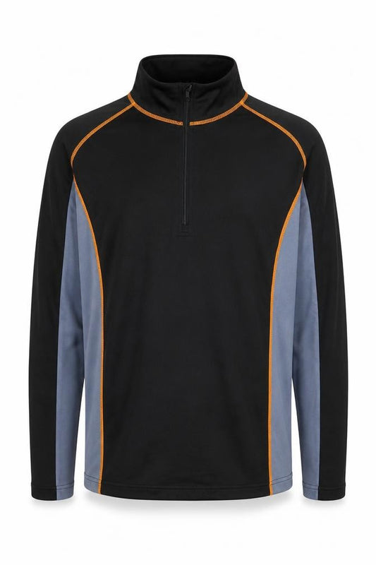 Front view of Franc Men's Black XL Long Sleeve Active Top