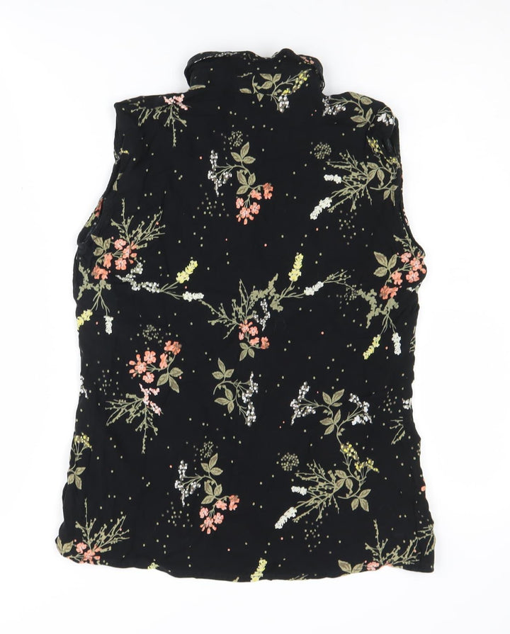 Esmara Women's Black Floral Sleeveless Blouse - Size 10
