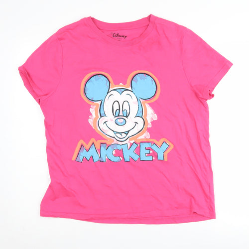 Disney Women's Pink Mickey Mouse T-Shirt Medium