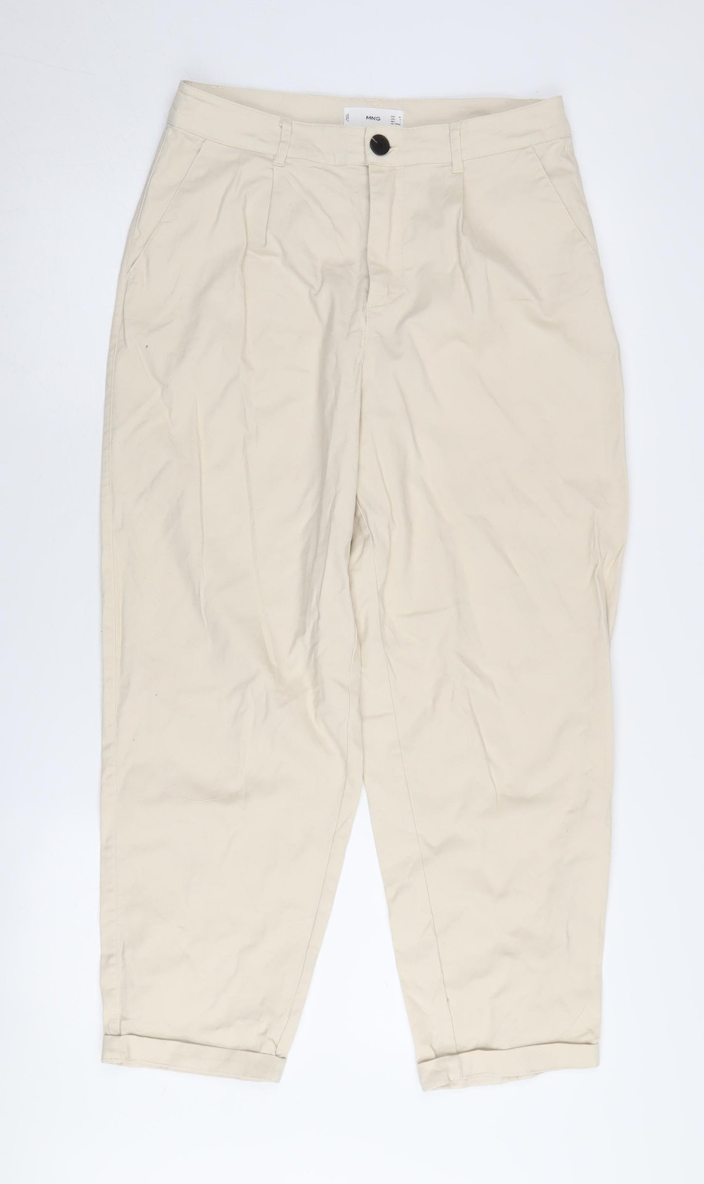 MNG Women’s Beige Pleated Trousers Size 12