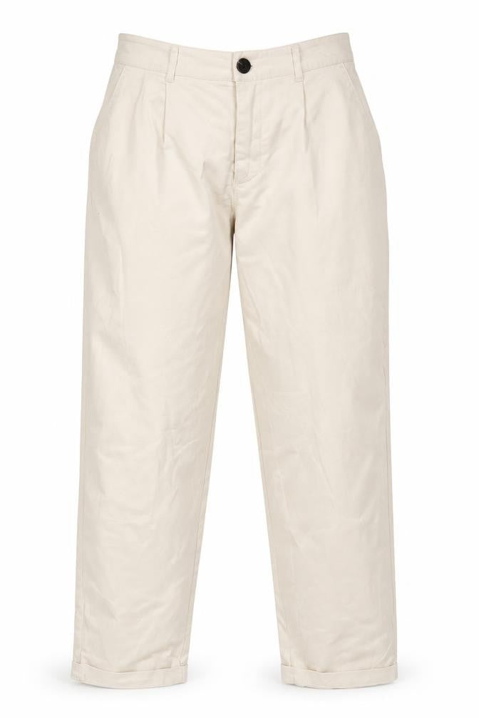 Front view of Mango Women’s Beige Pleated Trousers, size UK 12