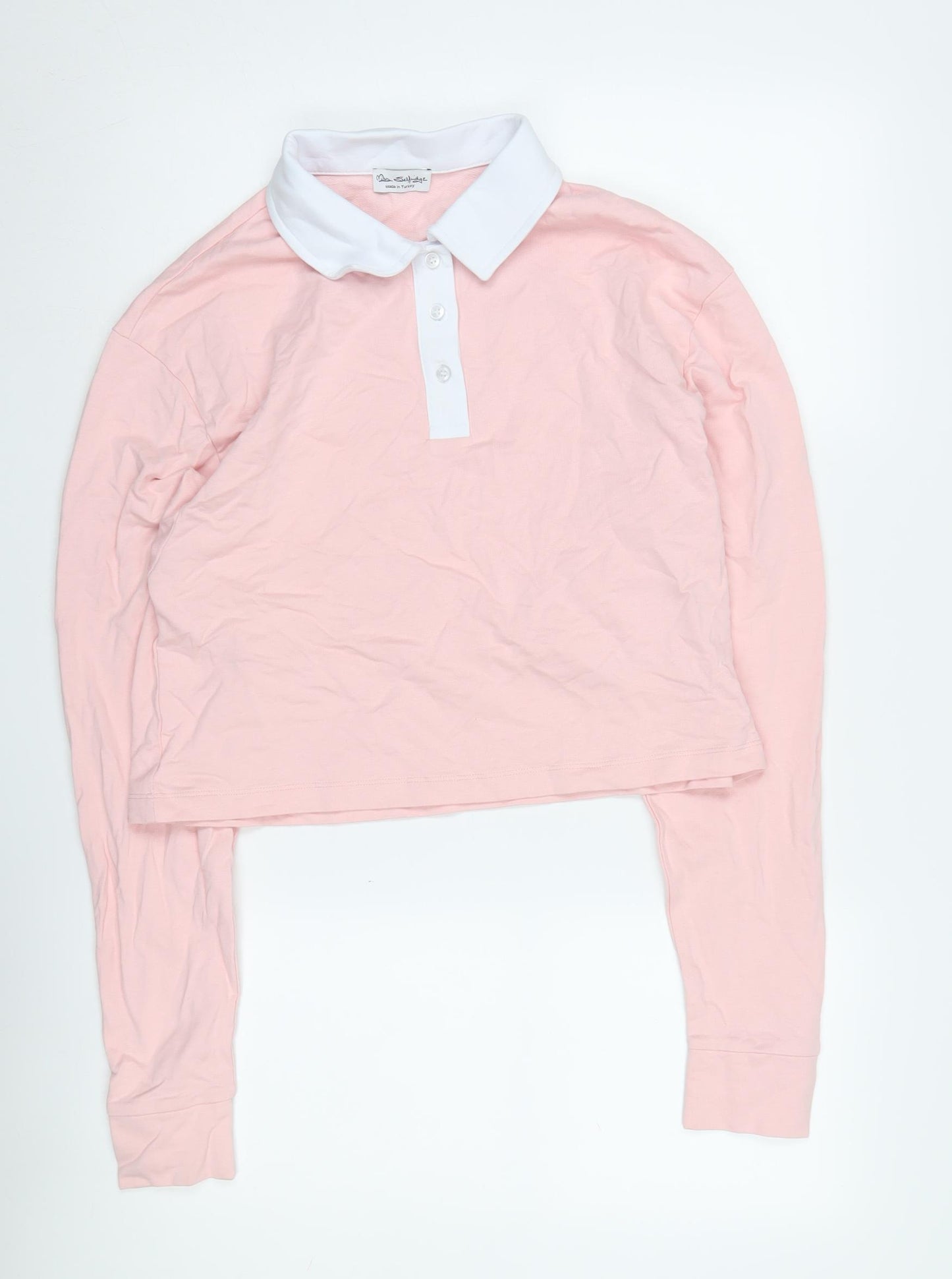 Miss Selfridge Women's Pink Cropped Polo Top, Size 8