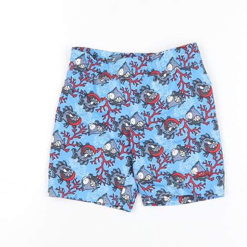 Zoggs Boys Blue Fish Print Swim Shorts 2 Years Quick Dry