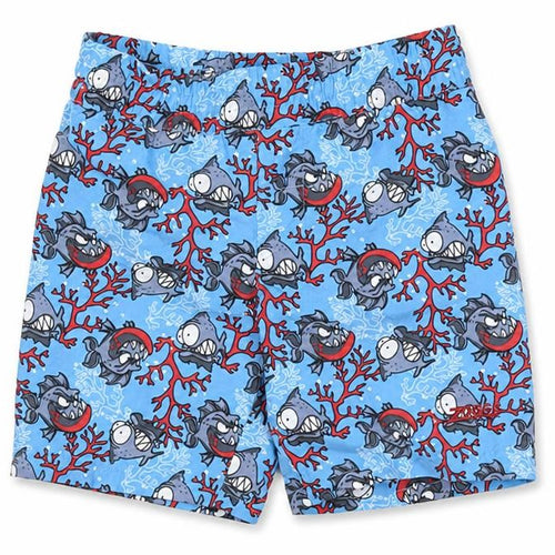 Zoggs Boys Blue Fish Print Swim Shorts 2 Years Quick Dry