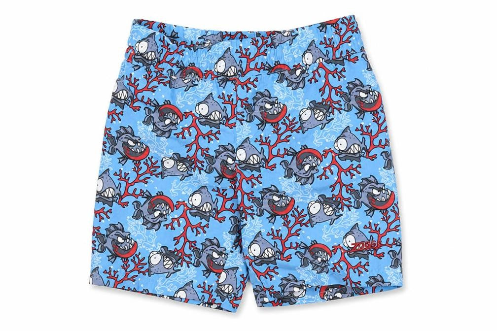Zoggs Boys Blue Fish Print Swim Shorts 2 Years Quick Dry