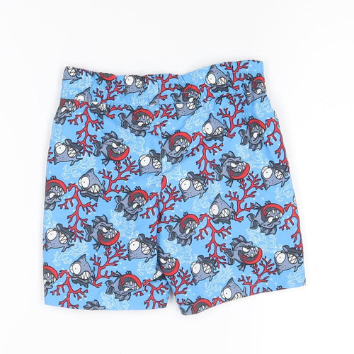 Zoggs Boys Blue Fish Print Swim Shorts 2 Years Quick Dry
