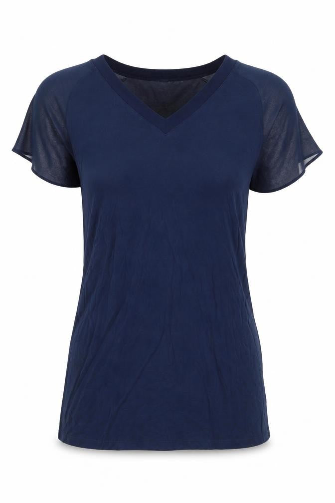 Front view of French Connection Women's Blue V-Neck Blouse, size 10