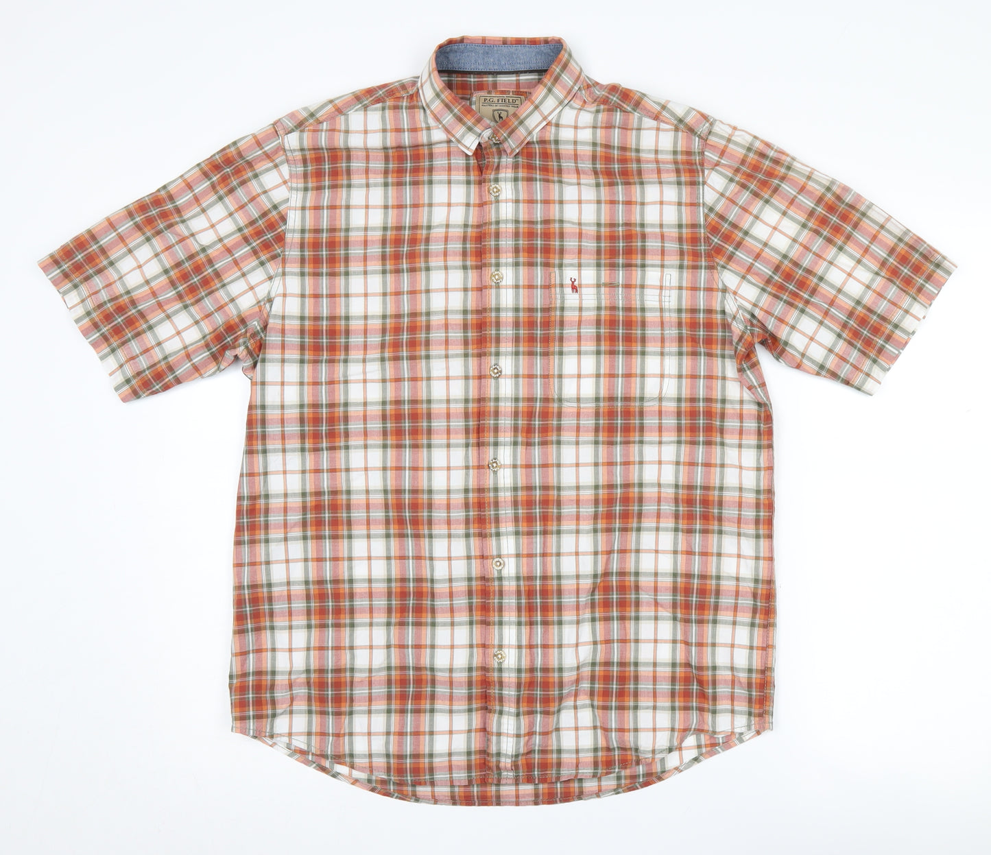 P.G. Field Men's Multicoloured Check Short Sleeve Shirt - M