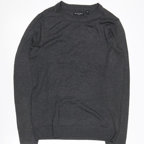 Brave Soul Men's Grey Pullover Jumper L
