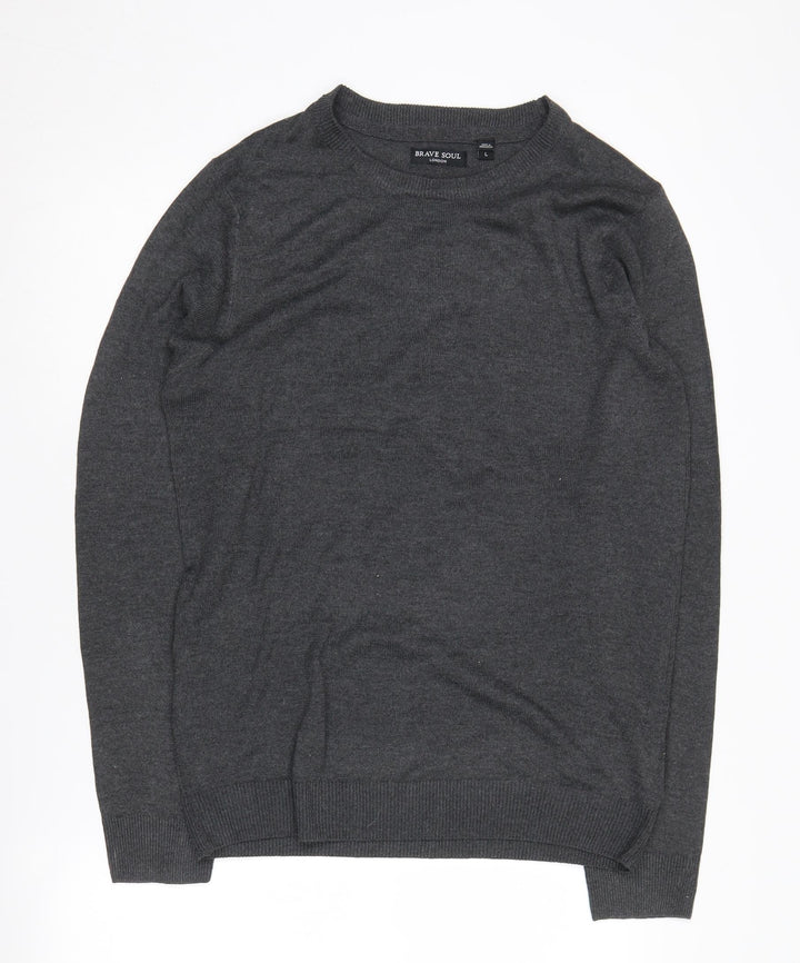 Brave Soul Men's Grey Pullover Jumper L