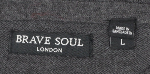 Brave Soul Men's Grey Pullover Jumper L