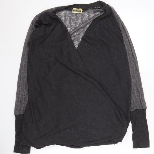 Crafted Women's Black Wrap Jumper, Size 12, V-Neck