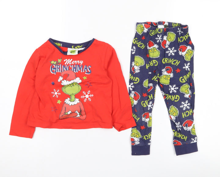 The Grinch Christmas Pyjama Set Red 18-24 Months Unisex