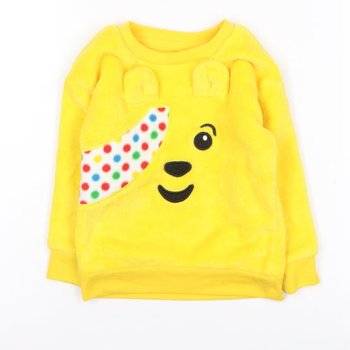George Girls Yellow Fleece Pyjama Top, 2 Years, Lightweight