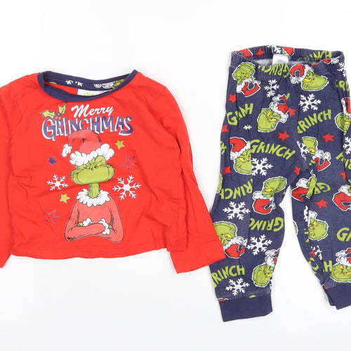 Unisex Grinch Christmas Pyjama Set, Red, 18-24 Months
