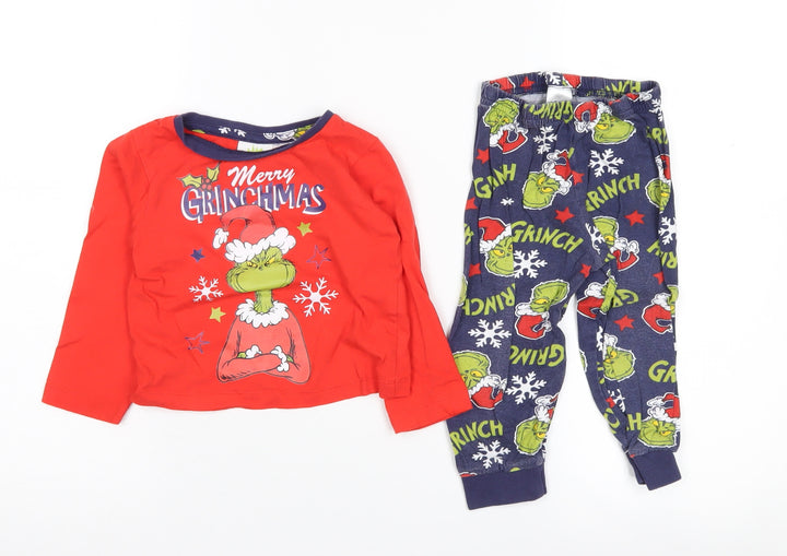 Unisex Grinch Christmas Pyjama Set, Red, 18-24 Months