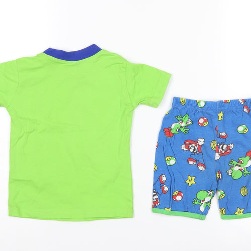 Natural Needs Boys Super Mario Pyjama Set, Green/Blue, Size 3