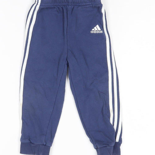 Adidas Boys Blue Jogger Trousers 18-24 Months Sports Side Stripe