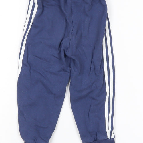 Adidas Boys Blue Jogger Trousers 18-24 Months Sports Side Stripe