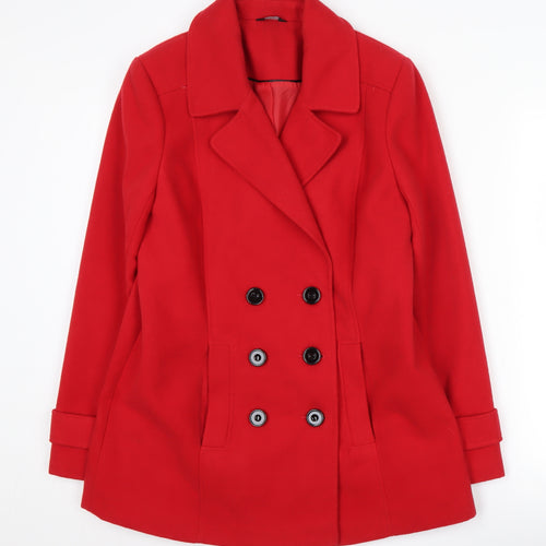 M&Co Women's Red Pea Coat Size 12