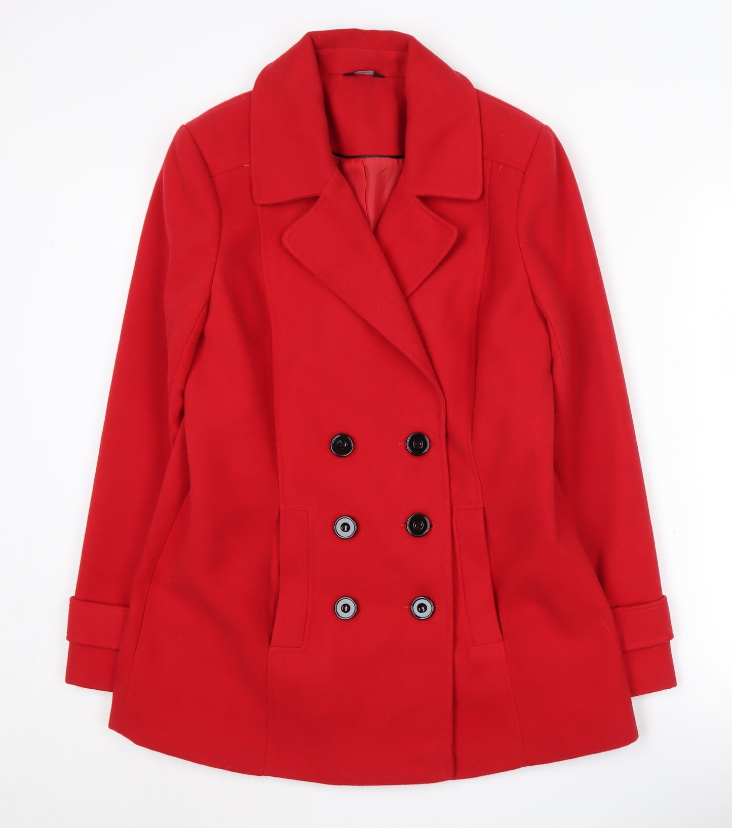 M&Co Women's Red Pea Coat Size 12