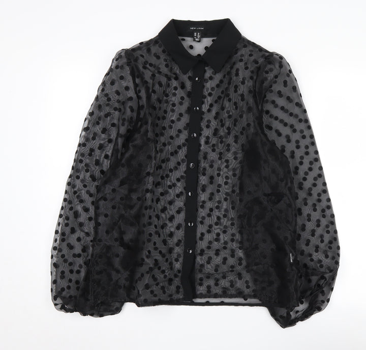 New Look Women's Black Polka Dot Blouse Size 12