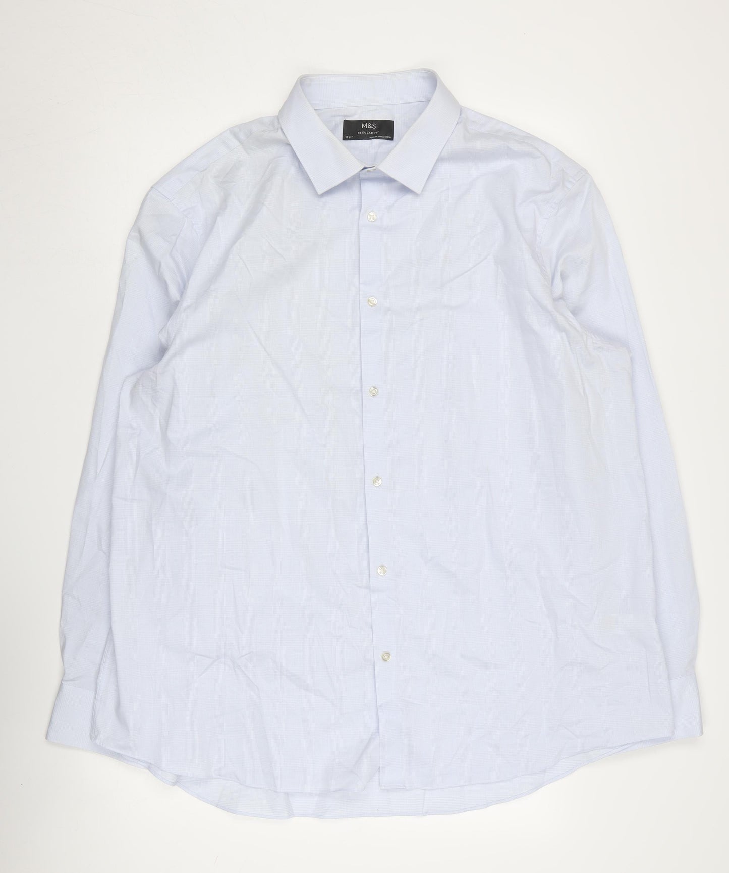 Marks & Spencer Men's Blue Button-Up Shirt