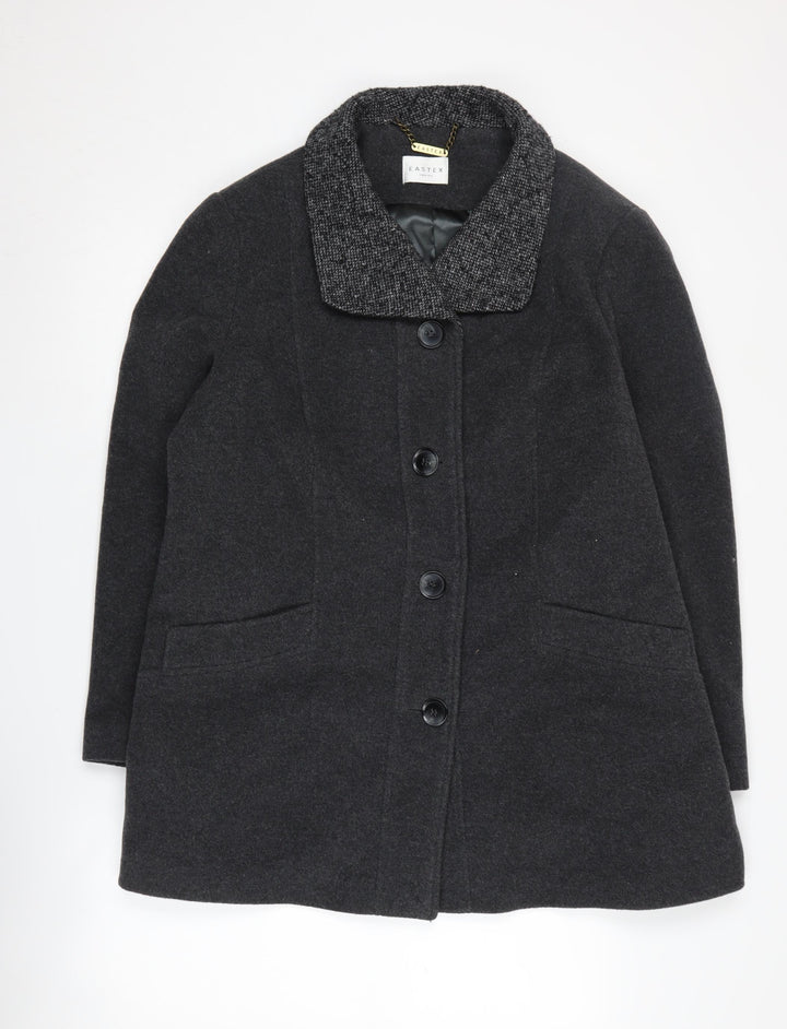 Eastex Women's Black Wool Blend Mid-Length Overcoat