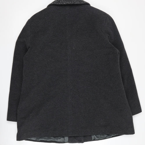 Eastex Women's Black Wool Blend Mid-Length Overcoat