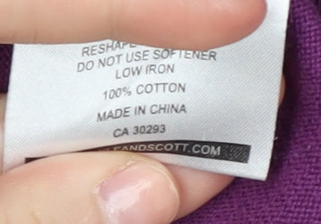 Lyle & Scott Men's Purple V-Neck Cotton Jumper - Size L