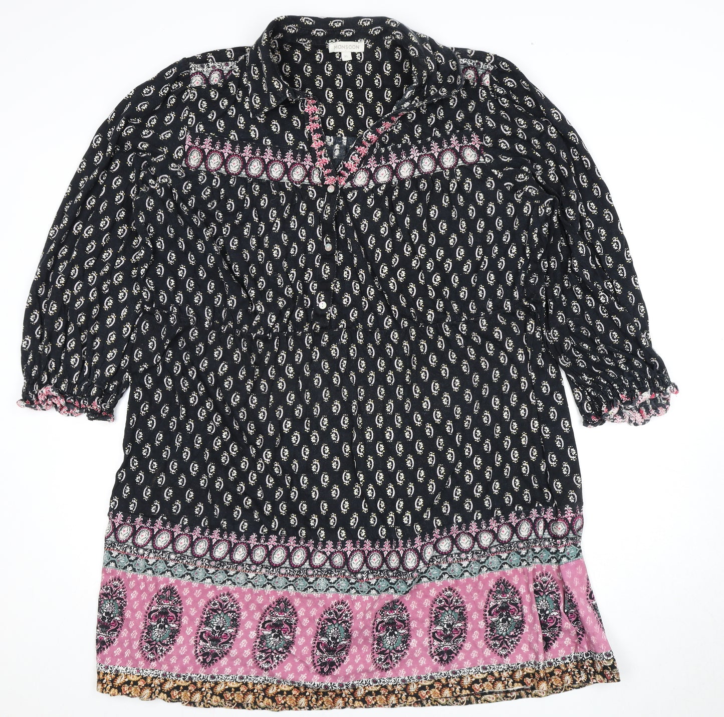 Monsoon Women’s Black Paisley Shirt Dress XL