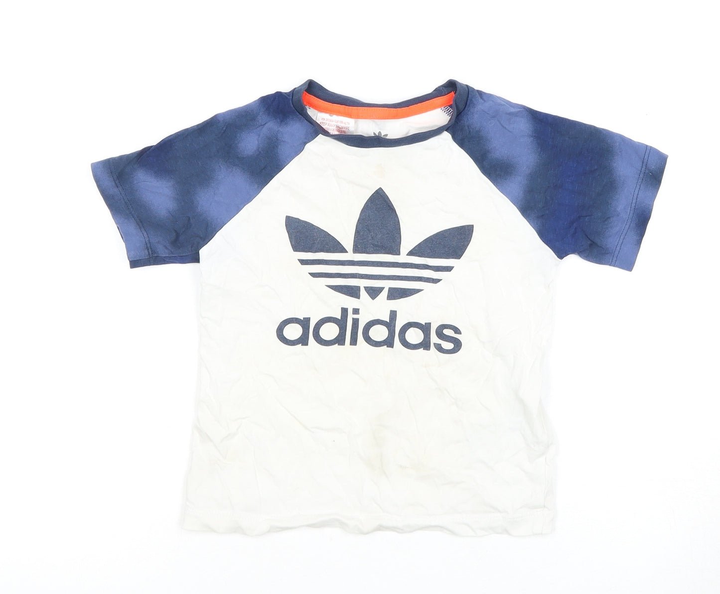 Adidas Boys White & Blue T-Shirt, Logo, Size 2-3 Years