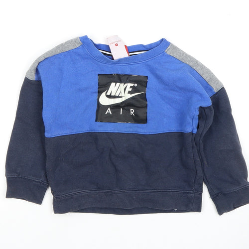 Nike Boys Blue Pullover Sweatshirt 3 Years Logo Graphic