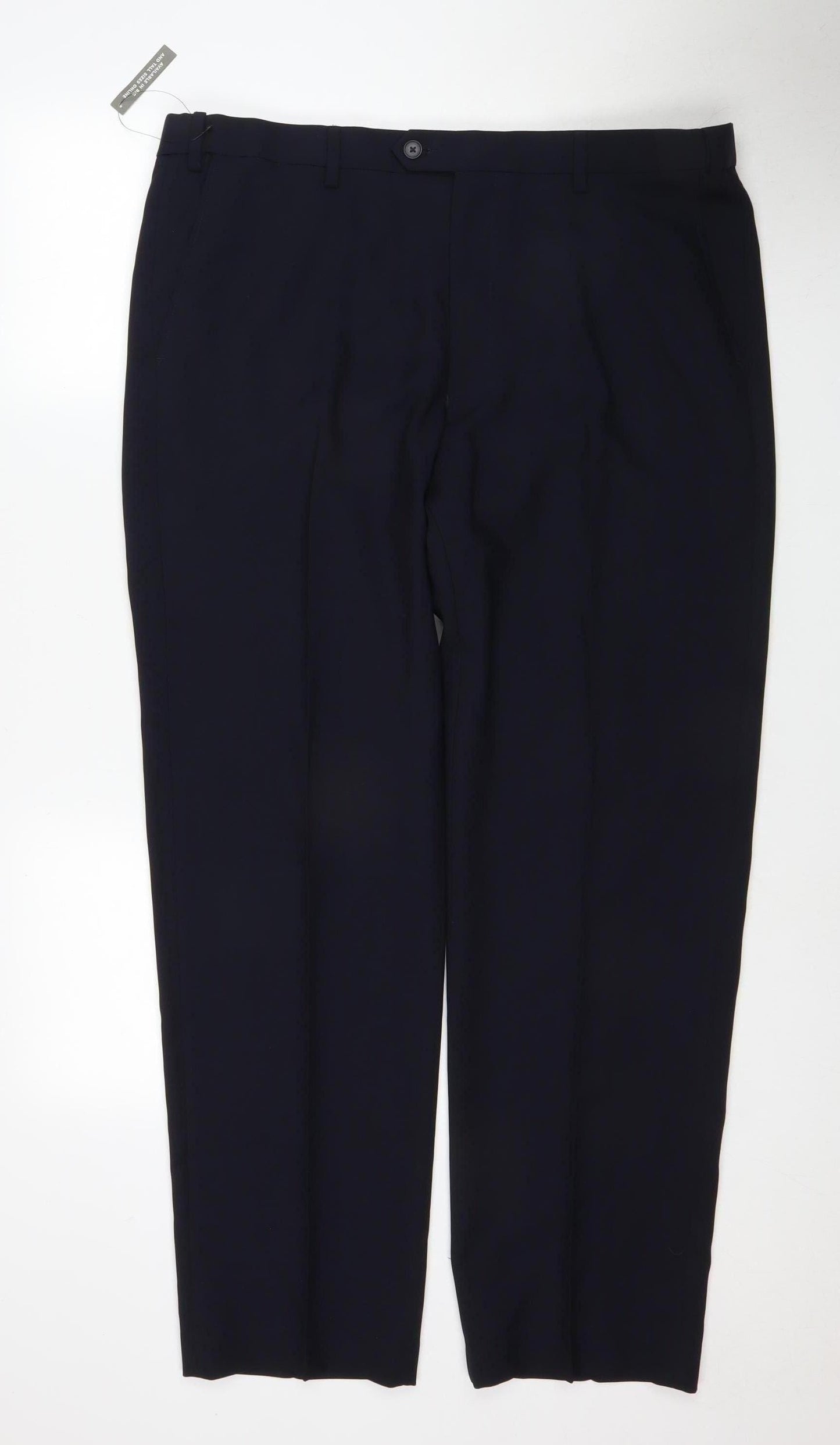 Marks and Spencer Men's Navy Regular Fit Trousers Size 38
