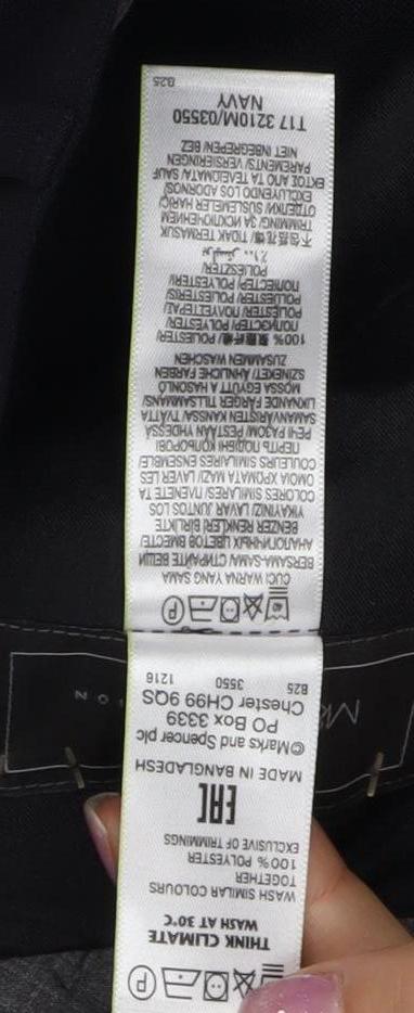 Marks and Spencer Men's Navy Regular Fit Trousers Size 38