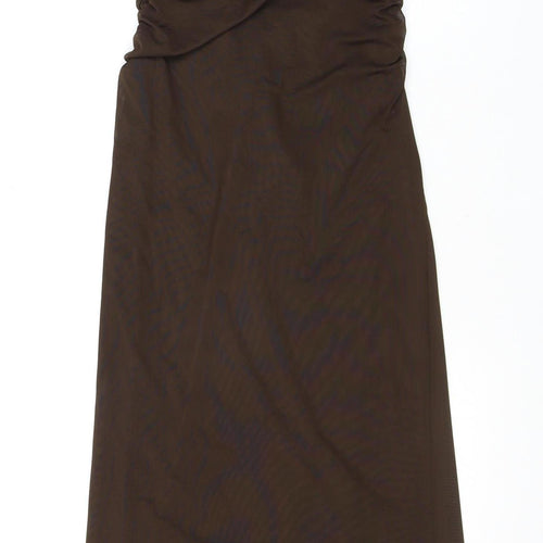 Zara Women's Brown Bodycon Midi Dress, Size 2