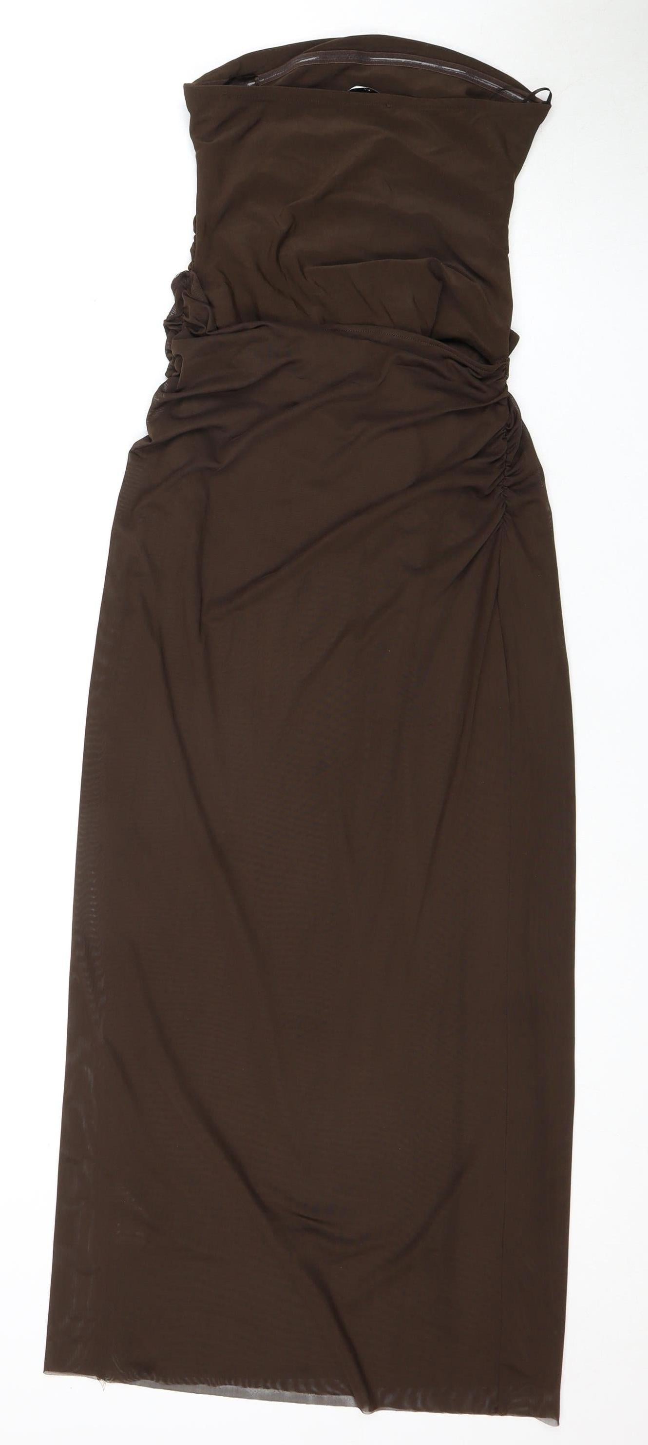 Zara Women's Brown Bodycon Midi Dress, Size 2
