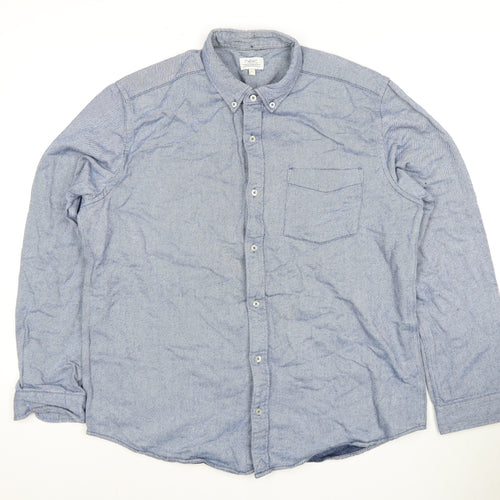 Next Men’s Blue Button-Up Shirt, Size L, Cotton