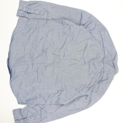 Next Men’s Blue Button-Up Shirt, Size L, Cotton