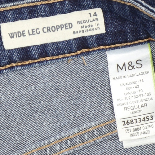 Marks and Spencer Women's Blue Wide-Leg Jeans, Size 14
