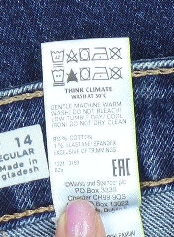 Marks and Spencer Women's Blue Wide-Leg Jeans, Size 14