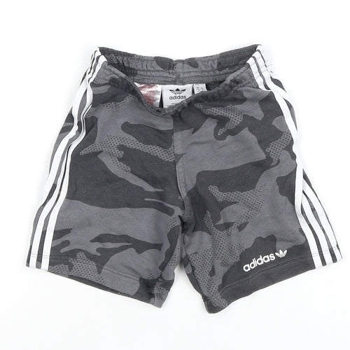 Adidas Boys Grey Camouflage Athletic Shorts 2-3 Years