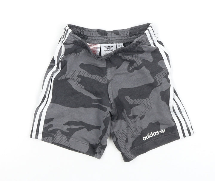 Adidas Boys Grey Camouflage Athletic Shorts 2-3 Years