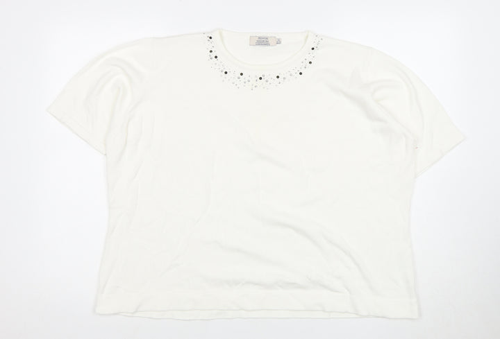 Honor Millburn Women's XL White Beaded T-Shirt